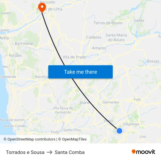 Torrados e Sousa to Santa Comba map