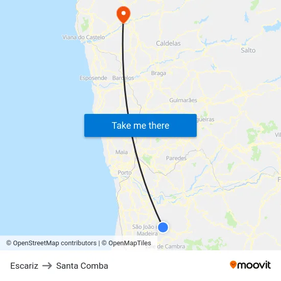 Escariz to Santa Comba map