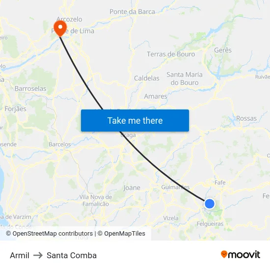 Armil to Santa Comba map