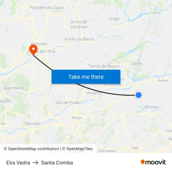 Eira Vedra to Santa Comba map