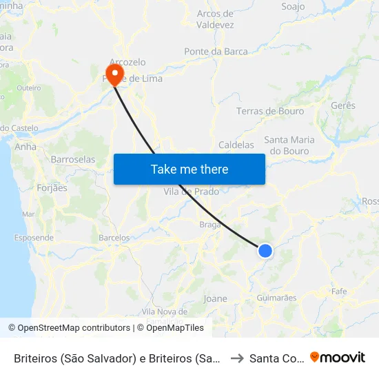 Briteiros (São Salvador) e Briteiros (Santa Leocádia) to Santa Comba map