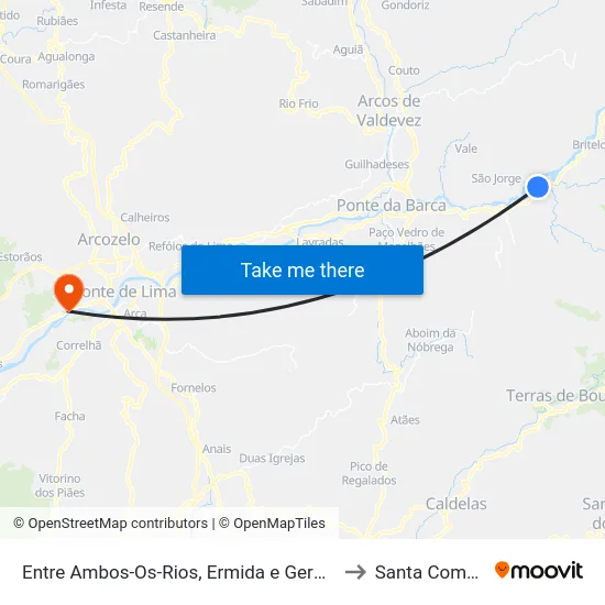 Entre Ambos-Os-Rios, Ermida e Germil to Santa Comba map