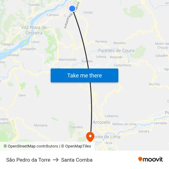 São Pedro da Torre to Santa Comba map