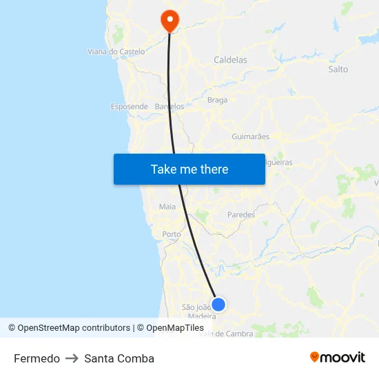 Fermedo to Santa Comba map