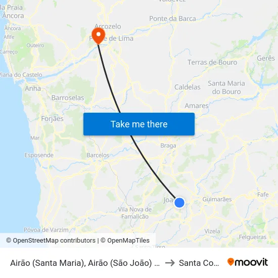 Airão (Santa Maria), Airão (São João) e Vermil to Santa Comba map