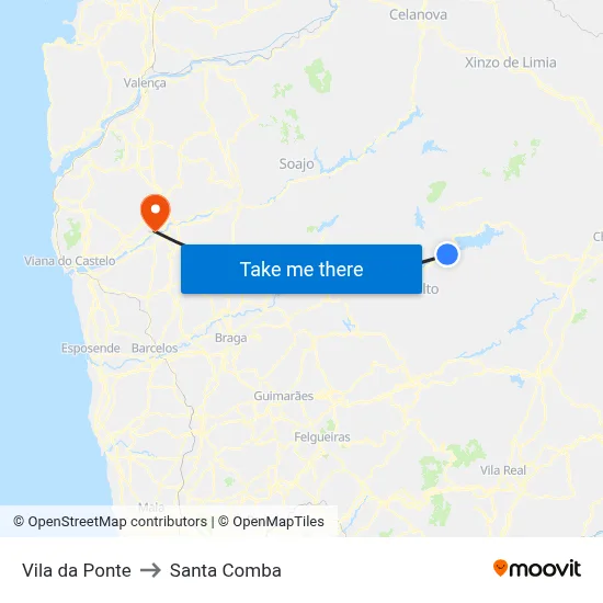 Vila da Ponte to Santa Comba map