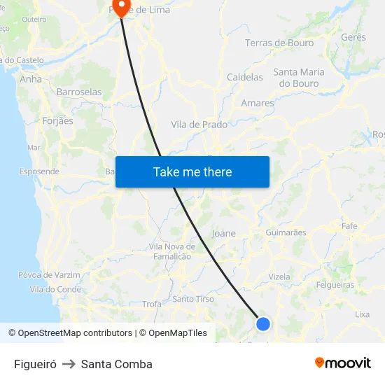 Figueiró to Santa Comba map