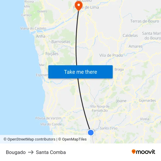 Bougado to Santa Comba map