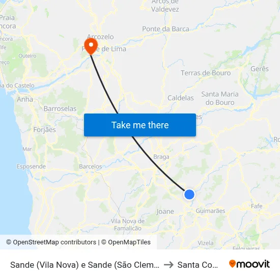 Sande (Vila Nova) e Sande (São Clemente) to Santa Comba map