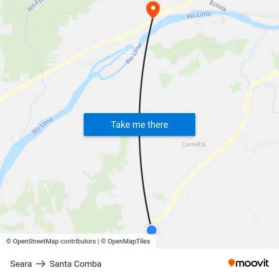 Seara to Santa Comba map