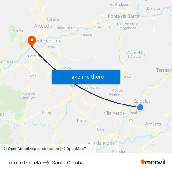 Torre e Portela to Santa Comba map