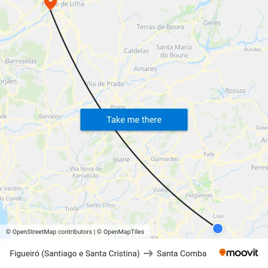 Figueiró (Santiago e Santa Cristina) to Santa Comba map