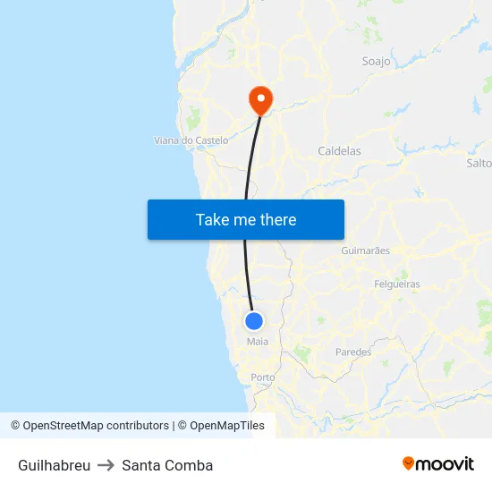 Guilhabreu to Santa Comba map