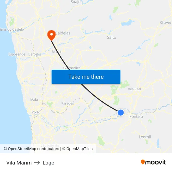Vila Marim to Lage map