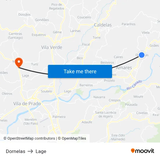 Dornelas to Lage map
