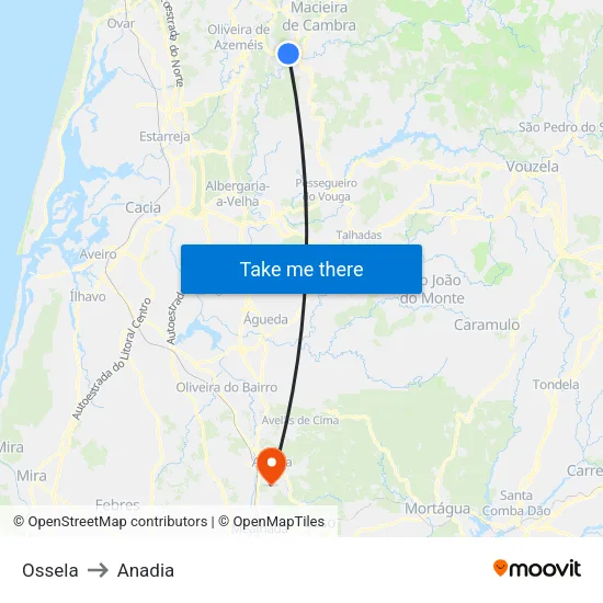 Ossela to Anadia map