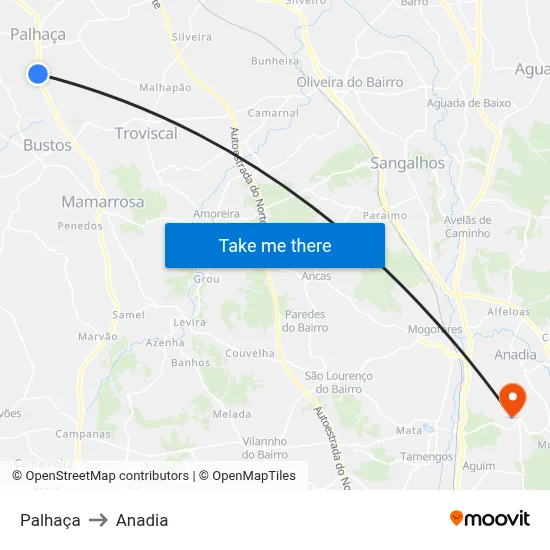 Palhaça to Anadia map