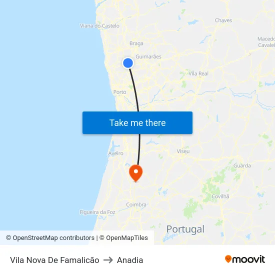 Vila Nova De Famalicão to Anadia map