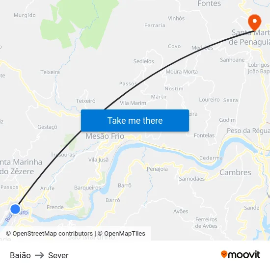Baião to Sever map