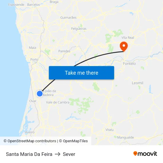Santa Maria Da Feira to Sever map