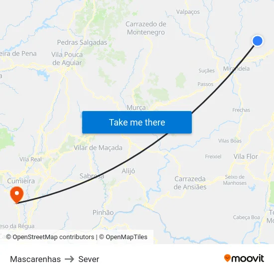 Mascarenhas to Sever map