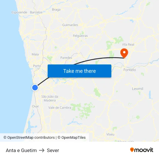 Anta e Guetim to Sever map