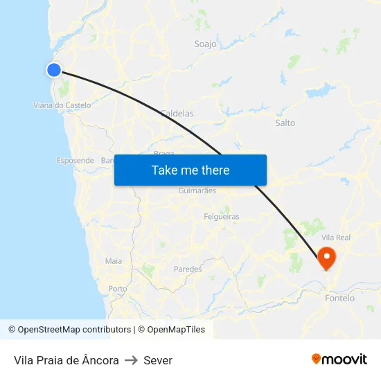 Vila Praia de Âncora to Sever map