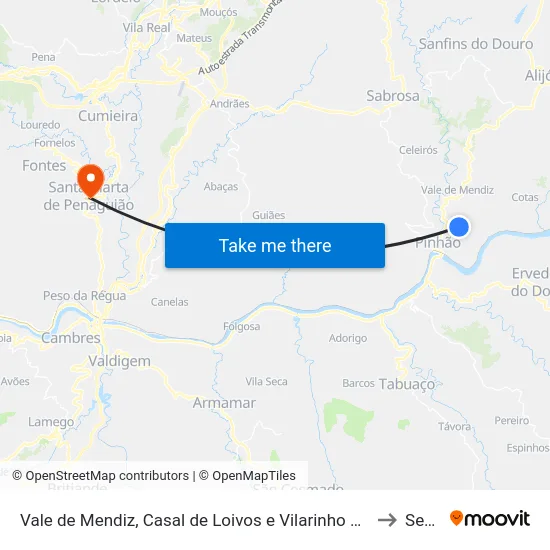Vale de Mendiz, Casal de Loivos e Vilarinho de Cotas to Sever map
