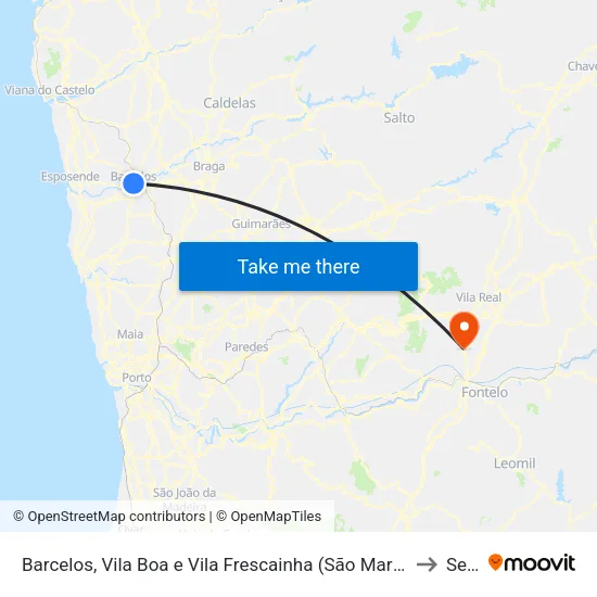 Barcelos, Vila Boa e Vila Frescainha (São Martinho e São Pedro) to Sever map