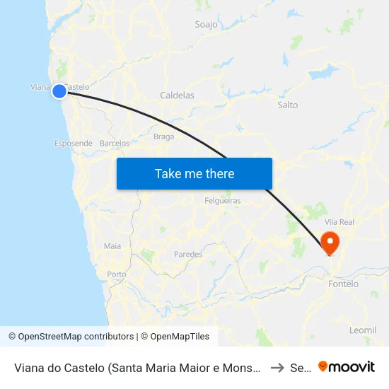 Viana do Castelo (Santa Maria Maior e Monserrate) e Meadela to Sever map