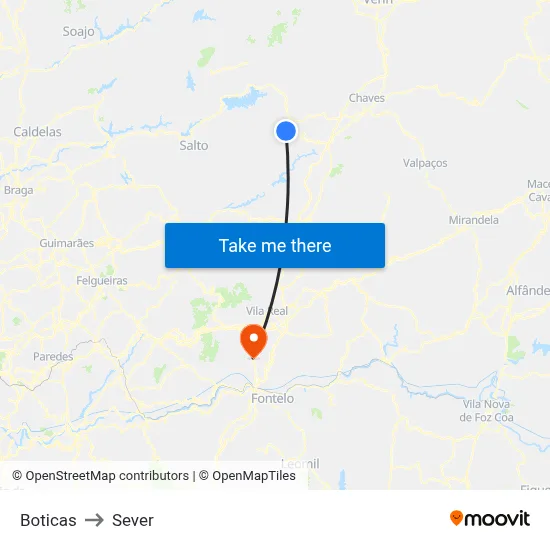 Boticas to Sever map