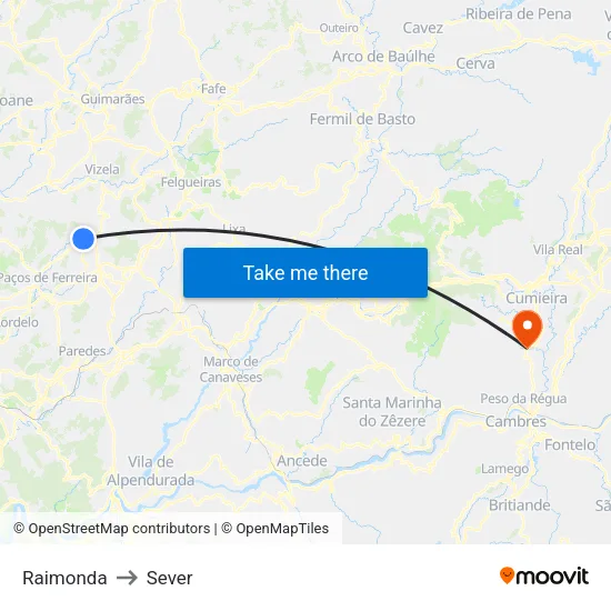 Raimonda to Sever map