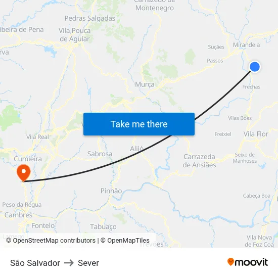 São Salvador to Sever map