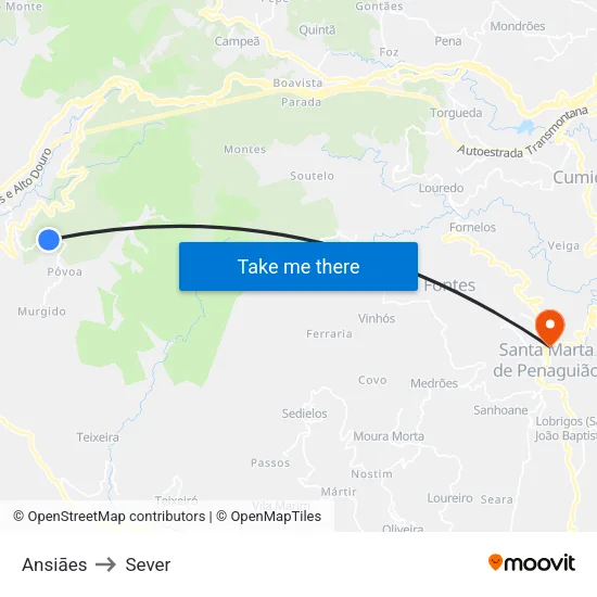 Ansiāes to Sever map
