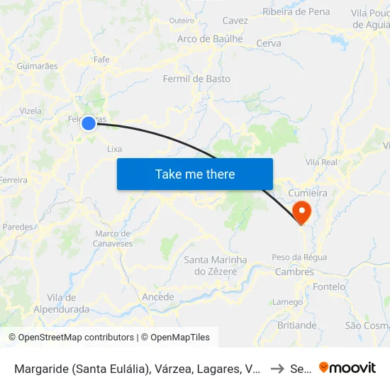 Margaride (Santa Eulália), Várzea, Lagares, Varziela e Moure to Sever map