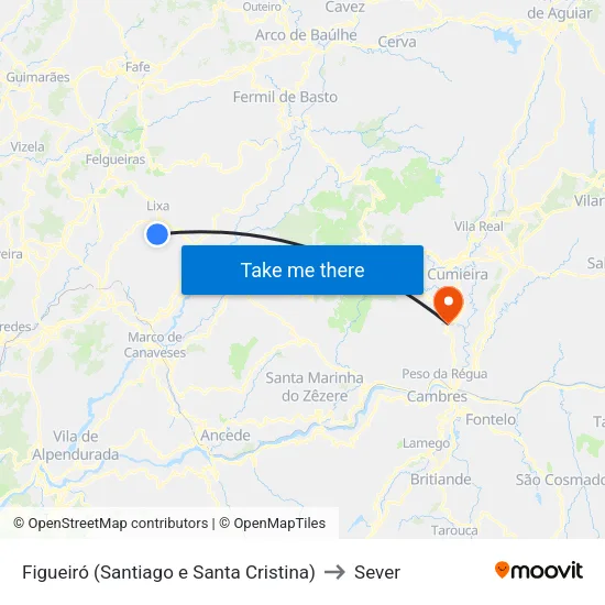 Figueiró (Santiago e Santa Cristina) to Sever map