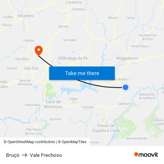 Bruçó to Vale Frechoso map