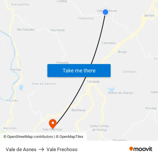 Vale de Asnes to Vale Frechoso map