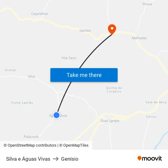 Silva e Águas Vivas to Genísio map