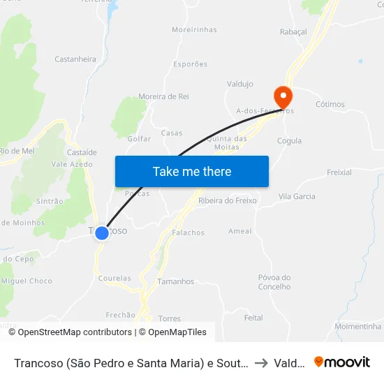 Trancoso (São Pedro e Santa Maria) e Souto Maior to Valdujo map