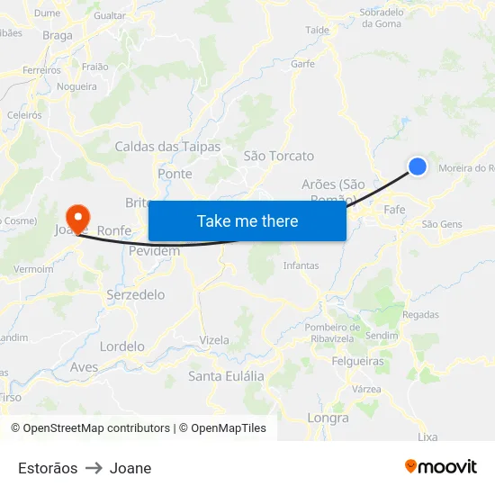 Estorãos to Joane map