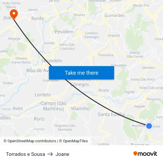 Torrados e Sousa to Joane map