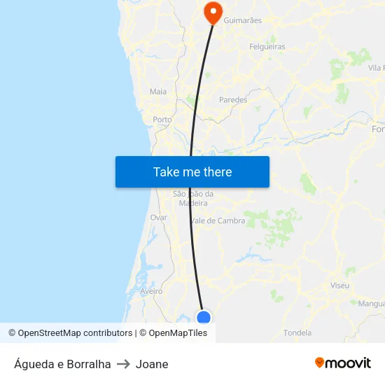 Águeda e Borralha to Joane map