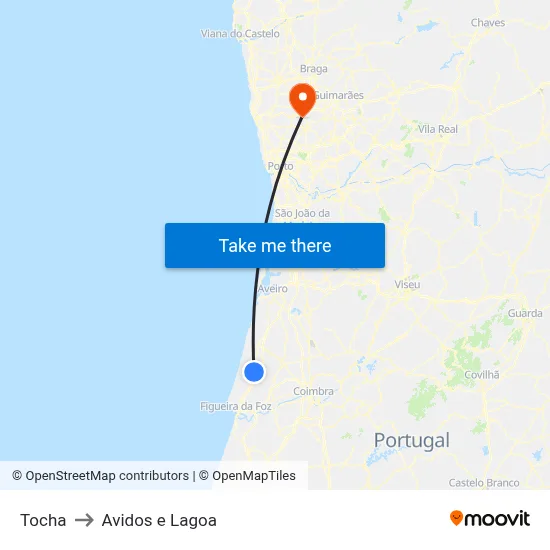 Tocha to Avidos e Lagoa map