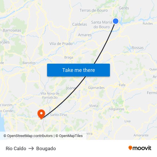 Rio Caldo to Bougado map