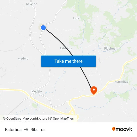 Estorãos to Ribeiros map