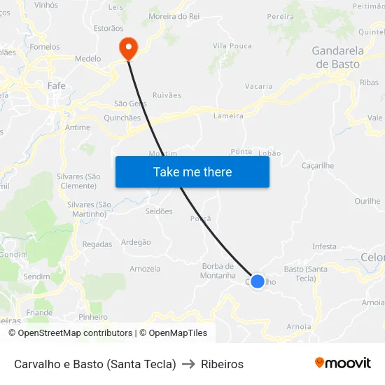 Carvalho e Basto (Santa Tecla) to Ribeiros map