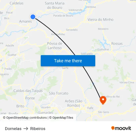 Dornelas to Ribeiros map