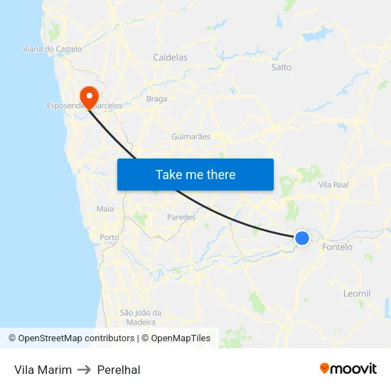 Vila Marim to Perelhal map