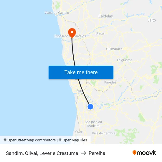 Sandim, Olival, Lever e Crestuma to Perelhal map